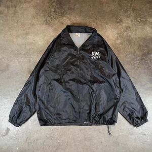 80s USA Olympic windbreaker jacket in black and white